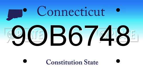 9OB6748 Connecticut License Plate