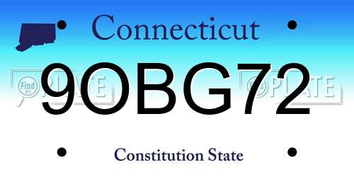 9OBG72 Connecticut License Plate