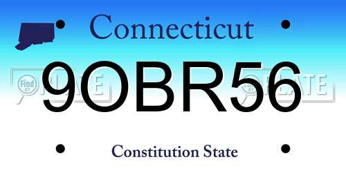 9OBR56 Connecticut License Plate
