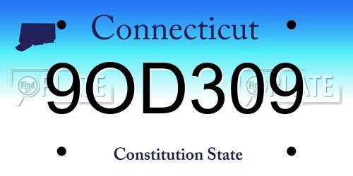 9OD309 Connecticut License Plate