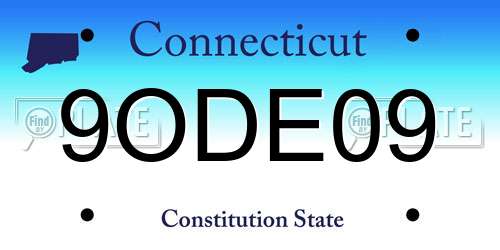 9ODE09 Connecticut License Plate