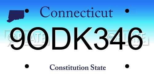 9ODK346 Connecticut License Plate