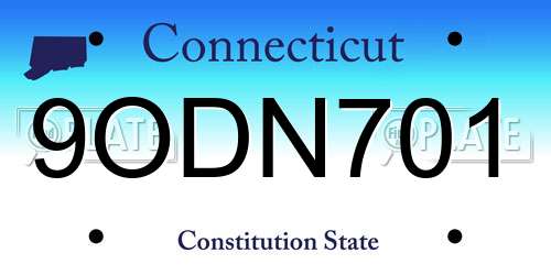 9ODN701 Connecticut License Plate