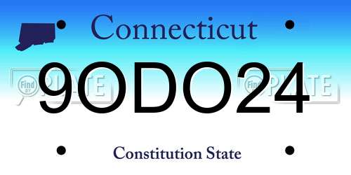 9ODO24 Connecticut License Plate