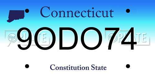 9ODO74 Connecticut License Plate