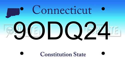 9ODQ24 Connecticut License Plate