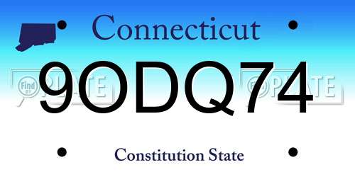 9ODQ74 Connecticut License Plate