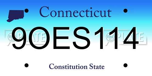 9OES114 Connecticut License Plate