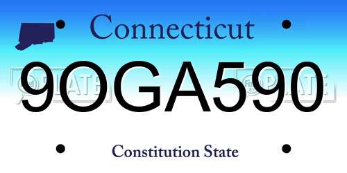 9OGA590 Connecticut License Plate