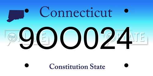 9OO024 Connecticut License Plate