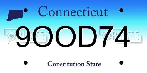 9OOD74 Connecticut License Plate