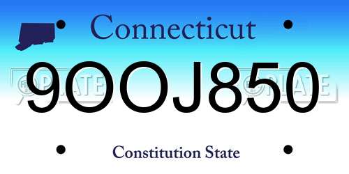 9OOJ850 Connecticut License Plate