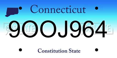 9OOJ964 Connecticut License Plate