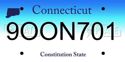 9OON701 Connecticut License Plate