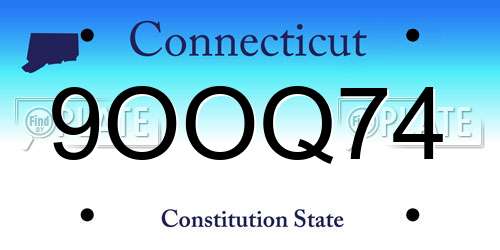 9OOQ74 Connecticut License Plate