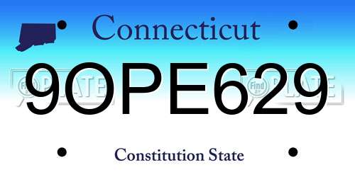 9OPE629 Connecticut License Plate