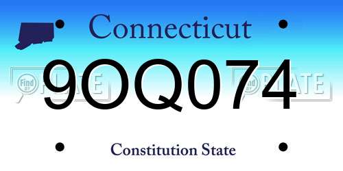 9OQ074 Connecticut License Plate