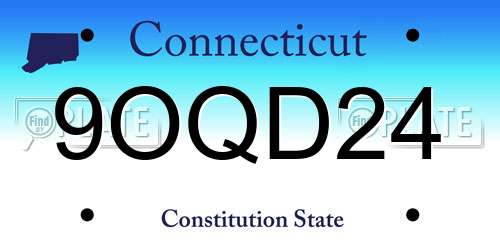 9OQD24 Connecticut License Plate