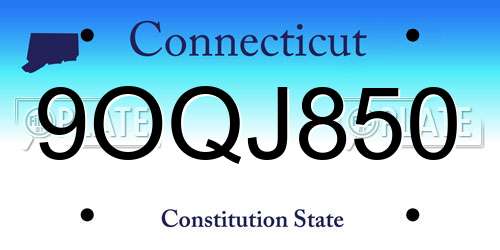 9OQJ850 Connecticut License Plate