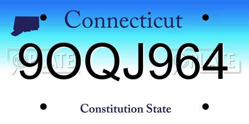 9OQJ964 Connecticut License Plate