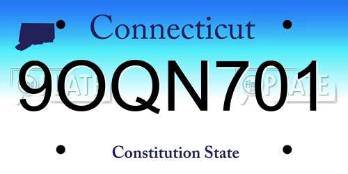 9OQN701 Connecticut License Plate