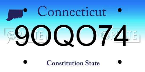9OQO74 Connecticut License Plate