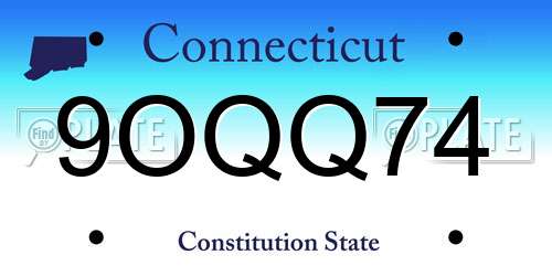 9OQQ74 Connecticut License Plate