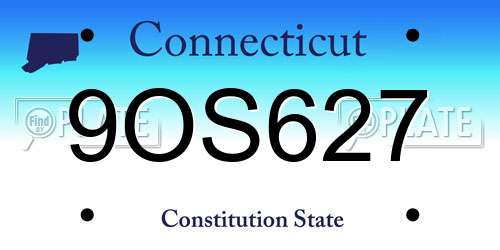 9OS627 Connecticut License Plate