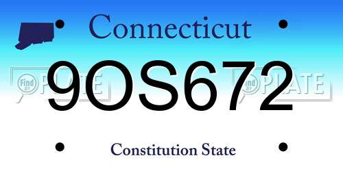 9OS672 Connecticut License Plate