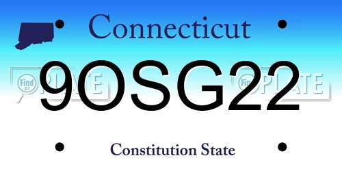 9OSG22 Connecticut License Plate