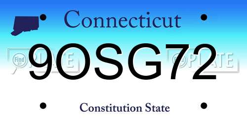 9OSG72 Connecticut License Plate