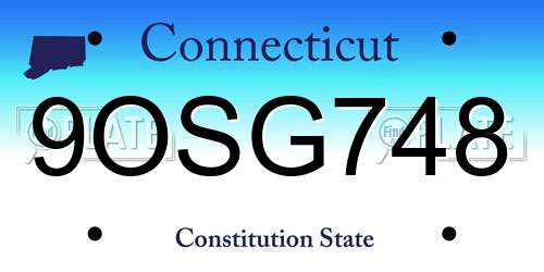 9OSG748 Connecticut License Plate