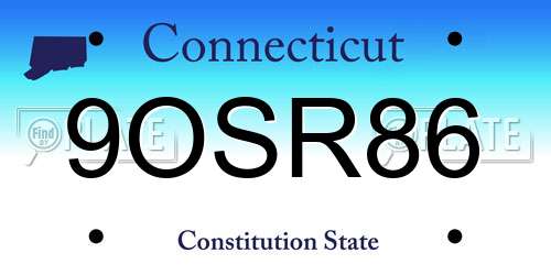 9OSR86 Connecticut License Plate