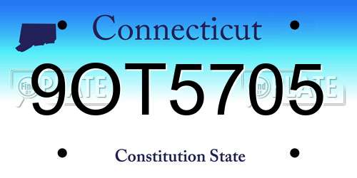 9OT5705 Connecticut License Plate