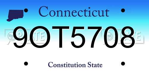 9OT5708 Connecticut License Plate