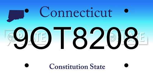 9OT8208 Connecticut License Plate