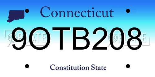 9OTB208 Connecticut License Plate