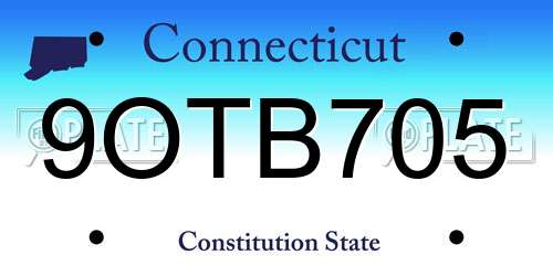 9OTB705 Connecticut License Plate