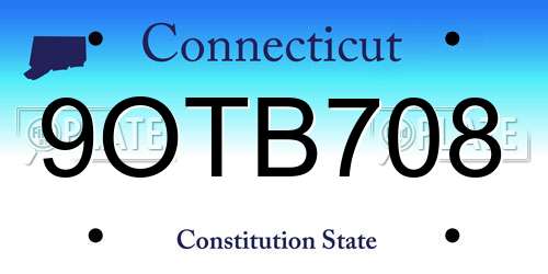 9OTB708 Connecticut License Plate