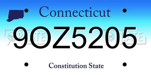 9OZ5205 Connecticut License Plate