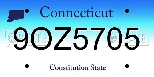 9OZ5705 Connecticut License Plate