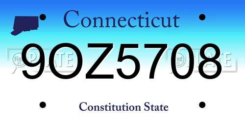 9OZ5708 Connecticut License Plate