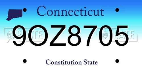 9OZ8705 Connecticut License Plate
