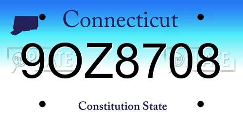 9OZ8708 Connecticut License Plate