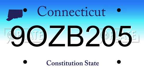 9OZB205 Connecticut License Plate