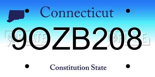 9OZB208 Connecticut License Plate