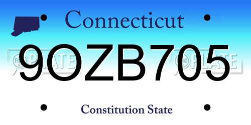 9OZB705 Connecticut License Plate