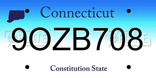 9OZB708 Connecticut License Plate