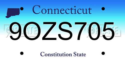 9OZS705 Connecticut License Plate