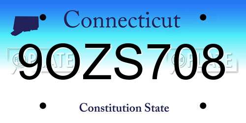 9OZS708 Connecticut License Plate